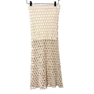 IRO Crochet Midi Skirt Size 36 Ivory Fishnet Resort Boho Vacation Festival